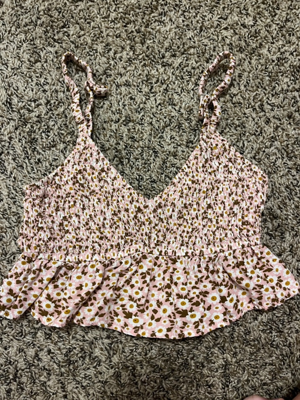 RSQ Pink Floral Smocked Peplum Camisole